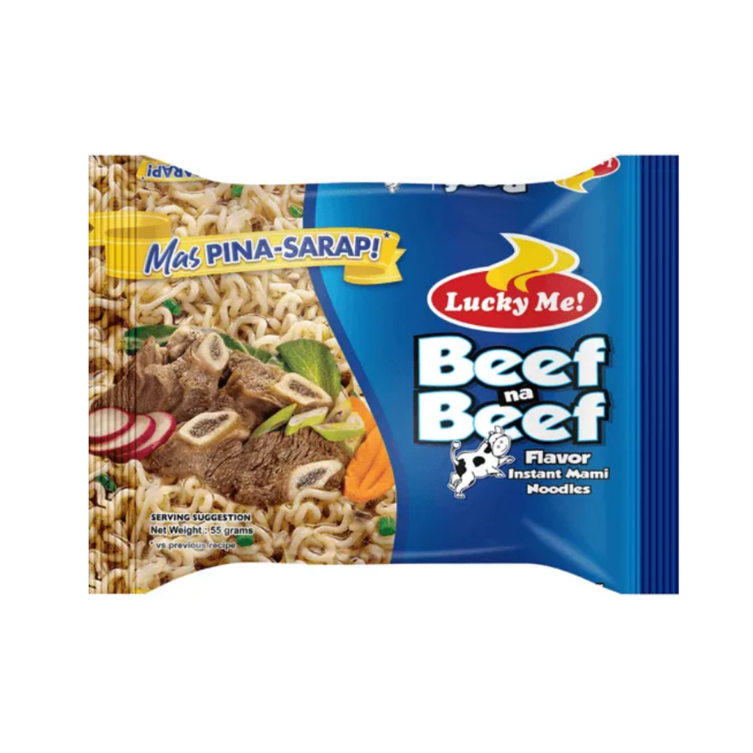Lucky Me - Instant Noodles Beef na Beef Flavor - 55g - Lynne's Food Cravings