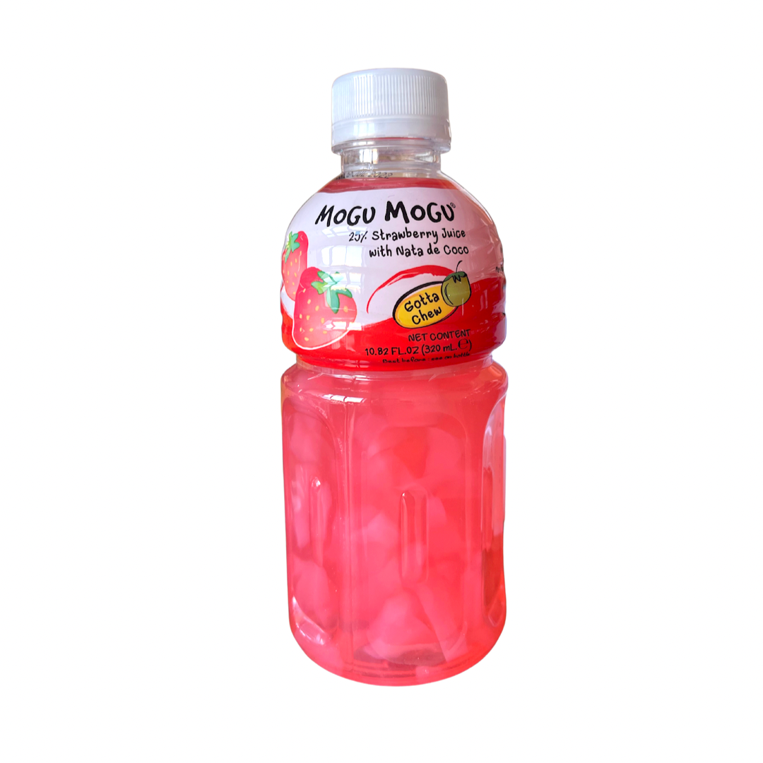 Mogu Mogu - Strawberry Flavored Drink with Nata De Coco - 320mL - Lynne's Food Cravings