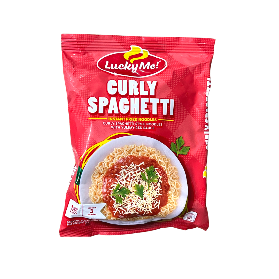 Lucky Me - Curly Spaghetti Instant Fried Noodles - 70g - Lynne's Food Cravings