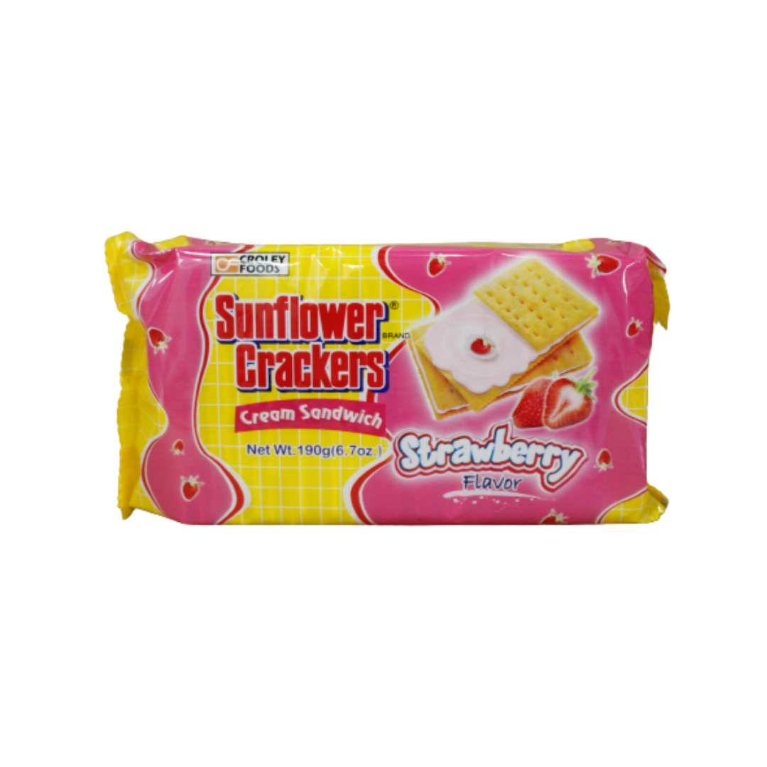 Croley Foods - Sunflower Crackers Cream Sandwich Strawberry Flavor - 190g - Lynne's Food Cravings